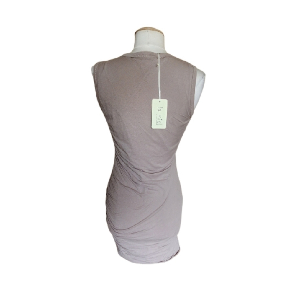 NWT La miel Tan Ruched Midi Tank Dress - Picture 5 of 5